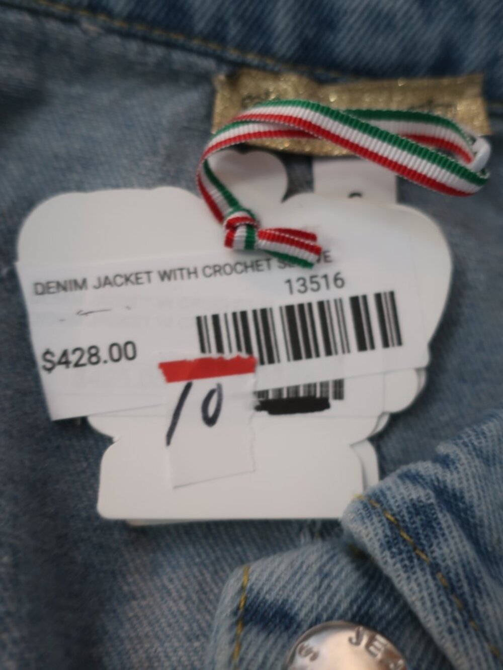 NWT Womens Regina Rainbow Crochet Sleeve (Item- 10) Denim Jacket S - Picture 7 of 7
